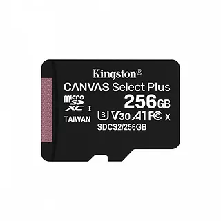 Kingston Karta pamięci microSD 256GB Canvas Select Plus 100/85MB/s Adapter