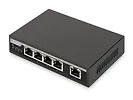 Digitus Switch Gigabit Desktop 4-portowy, 4x10/100/1000Mbps PoE+ af/at 62W, 1xUplink, metalowa obudowa
