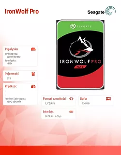 Seagate Dysk IronWolf Pro 8TB SATA 3,5 ST8000NE0001