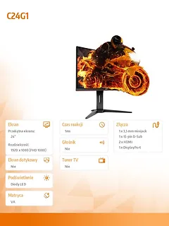 AOC Monitor 24 C24G1 VA 144Hz Curved DP HDMI