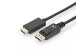 ASSMANN Kabel adapter DisplayPort 1.2 z zatrzaskiem 4K 60Hz UHD Typ DP/HDMI A M/M czarny 3m