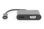 Digitus Adapter graficzny HDMI/ VGA 4K 30Hz UHD/ FHD na USB 3.1 Typ C, z audio, czarny, aluminiowy