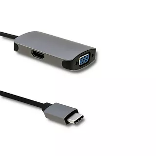 Qoltec Adapter USB typ C męski/ HDMI żeński/ VGA żeński