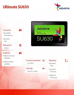 Adata Dysk SSD Ultimate SU630 240G 2.5 S3 3D QLC Retail