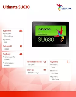 Adata Dysk SSD Ultimate SU630 480G 2.5 S3 3D QLC Retail