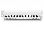 Digitus Patch panel 10 cali 12-port&oacute;w RJ-45 Kat.6 ekranowany 1U kompletny LSA, wspornik kablowy, szary