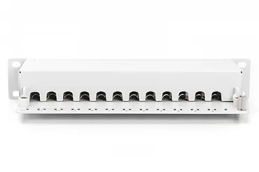 Digitus Patch panel 10 cali 12-port&oacute;w RJ-45 Kat.6 ekranowany 1U kompletny LSA, wspornik kablowy, szary