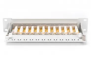 Digitus Patch panel 10 cali 12-port&oacute;w RJ-45 Kat.6 ekranowany 1U kompletny LSA, wspornik kablowy, szary