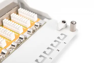 Digitus Patch panel 10 cali 12-port&oacute;w RJ-45 Kat.6 ekranowany 1U kompletny LSA, wspornik kablowy, szary