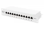 Digitus Patch panel 10 cali 12-port&oacute;w RJ-45 Kat.6 ekranowany 1U kompletny LSA, wspornik kablowy, szary