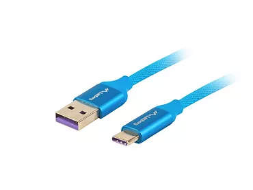 LANBERG Kabel Premium USB CM - AM 2.0 1m niebieski 5A, pełna miedź