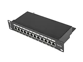 LANBERG Patch Panel 12 Port 1U 10 cali kat.5e ekranowany czarny