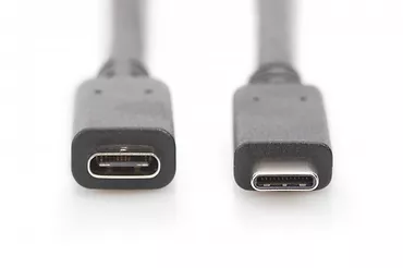 ASSMANN Kabel przedłużający USB 3.1 Gen.2 SuperSpeed+ 10Gbps Typ USB C/USB C M/Ż, PD, czarny 0,7m