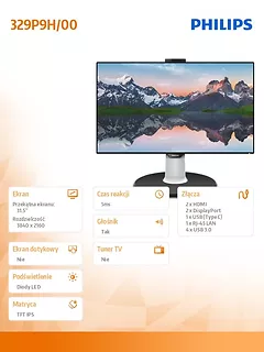 Philips Monitor 31.5 329P9H Curved IPS 4k HDMIx2 DP