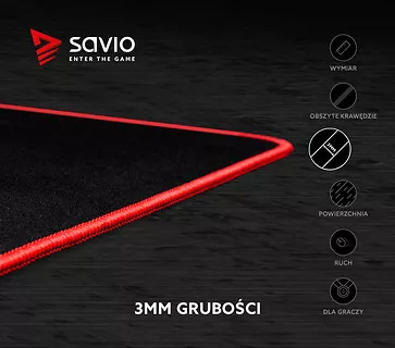 Elmak Podkładka pod mysz gaming SAVIO Turbo Dynamic M 450x450x3mm, obszyta