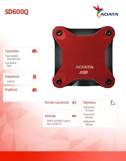 Adata Dysk SSD External SD600Q 240GB USB3.1 Red