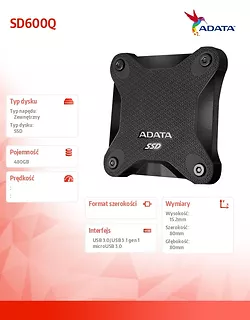 Adata Dysk SSD External SD600Q 480GB USB3.1 Black