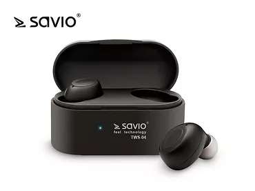 Elmak Słuchawki bezprzewodowe Bluetooth Savio TWS-04 BT 5.0 z mikrofonem i powerbankiem