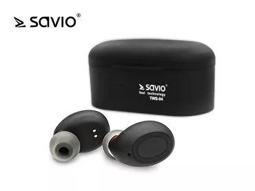 Elmak Słuchawki bezprzewodowe Bluetooth Savio TWS-04 BT 5.0 z mikrofonem i powerbankiem