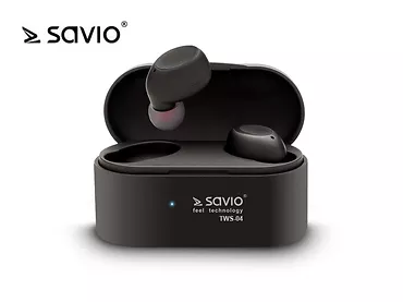 Elmak Słuchawki bezprzewodowe Bluetooth Savio TWS-04 BT 5.0 z mikrofonem i powerbankiem