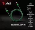 Elmak Kabel HDMI, v2.0 3D, gamingowy, XBOX, zielono-czarny, oplot nylon, złoty, 4Kx2K, 3.0m SAVIO GCL-06