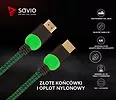 Elmak Kabel HDMI, v2.0 3D, gamingowy, XBOX, zielono-czarny, oplot nylon, złoty, 4Kx2K, 3.0m SAVIO GCL-06