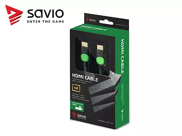 Elmak Kabel HDMI, v2.0 3D, gamingowy, XBOX, zielono-czarny, oplot nylon, złoty, 4Kx2K, 3.0m SAVIO GCL-06