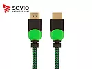 Elmak Kabel HDMI, v2.0 3D, gamingowy, XBOX, zielono-czarny, oplot nylon, złoty, 4Kx2K, 3.0m SAVIO GCL-06