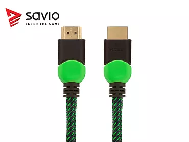 Elmak Kabel HDMI, v2.0 3D, gamingowy, XBOX, zielono-czarny, oplot nylon, złoty, 4Kx2K, 3.0m SAVIO GCL-06