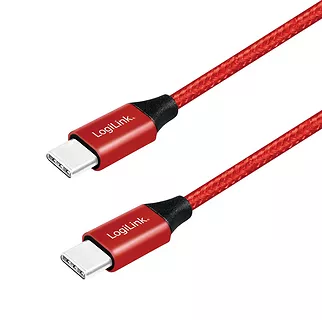 LogiLink Kabel USB 2.0 USB-C do USB-C męski, długość 1m Czerwony