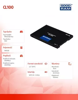 GOODRAM Dysk SSD CL100 G3 960GB  SATA3 2,5