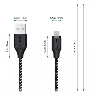CB-AM1 Black ultraszybki kabel nylonowy Quick Charge micro USB-USB | 1.2m | 5A | 480 Mbps