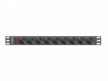 LANBERG Listwa zasilająca Rack PDU 19 cali 1U 16A 9xSchuko 3m Czarna