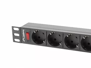 LANBERG Listwa zasilająca Rack PDU 19 cali 1U 16A 9xSchuko 3m Czarna