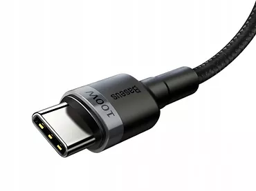 Kabel USB-C Baseus Cafule, QC 3.0, PD 2.0, 100W, 5A, 2m Szaro-Czarny