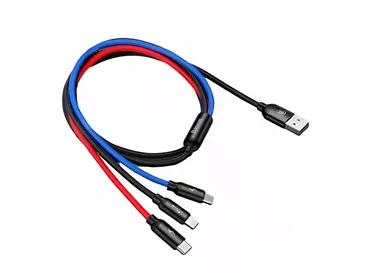 Kabel USB Baseus 3w1 USB-C / Lightning / Micro 3A 1,2m Czarny
