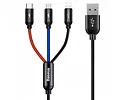 Kabel USB Baseus 3w1 USB-C / Lightning / Micro 3A 1,2m Czarny