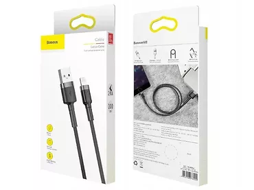 Kabel Lightning USB Baseus Cafule 2,4A 1m Szaro-czarny