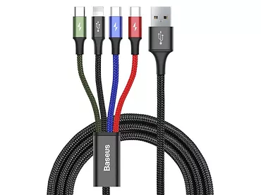 Kabel USB BASEUS FAST 4W1 2x USB-C / Lightning / Micro 3A 1,2m Czarny