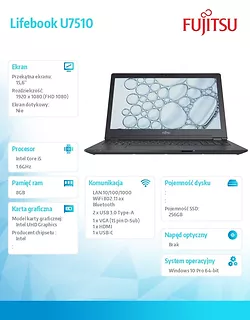 Fujitsu Notebook Lifebook U7510/15,6 i5-10210U/8G/SSD256/W10P                PCK:U7510MC5IMPL