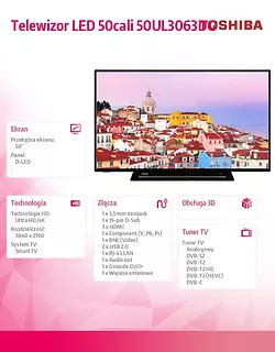 Toshiba Telewizor LED 50cali 50UL3063DG