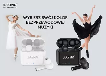 Elmak Słuchawki bezprzewodowe Savio TWS-07 PRO BT 5.0 z mikrofonem i power bankiem