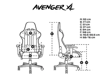 NATEC Fotel dla graczy Fury Avenger XL Czarno-biały