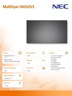 NEC Monitor MultiSync UN552VS 55 500cd/m2 1920x1080 24/7 S-IPS