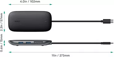 CB-C71 aluminiowy HUB USB-C | 8w1 | RJ45 Ethernet 10/100/1000Mbps | 3xUSB 3.1 | HDMI 4k@30Hz | SD i microSD | USB-C Power Delivery 100W