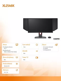 Monitor XL2546K LED 1ms/12MLN:1/HDMI/GAMING