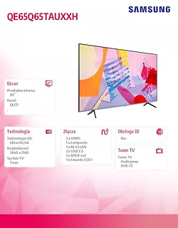 Samsung Telewizor TV QLED 65 cali QE65Q65TAUXXH