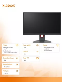 Monitor BENQ XL2540K LED 1ms/12MLN:1/HDMI/GAMING