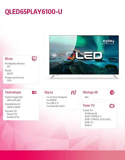 Telewizor LED 65 cali QLED65PLAY6100-U