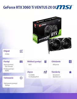 MSI Karta graficzna GeForce RTX 3060 Ti VENTUS 2X OC 8GB GDDR6 256bit 3DP/HDMI